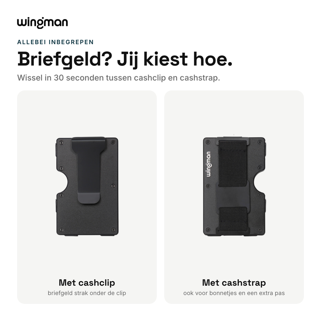 Wingman Wallet met cashclip en met cashstrap