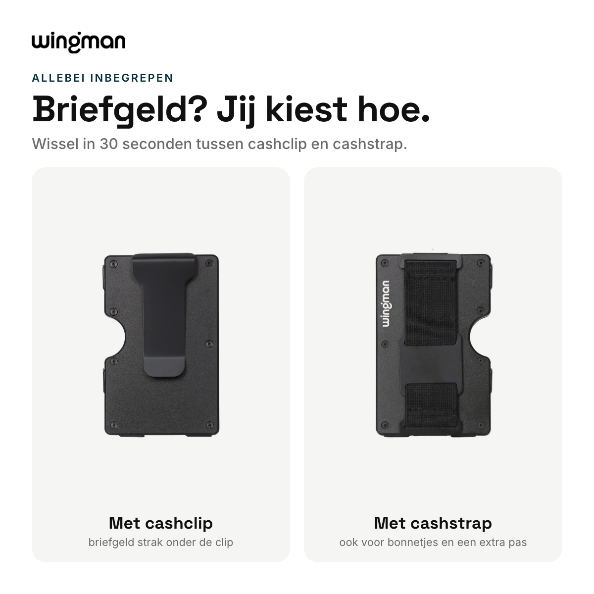Wingman Wallet met cashclip en met cashstrap