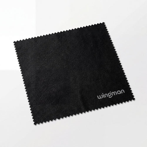 Zwart microvezel brillendoekje met Wingman logo