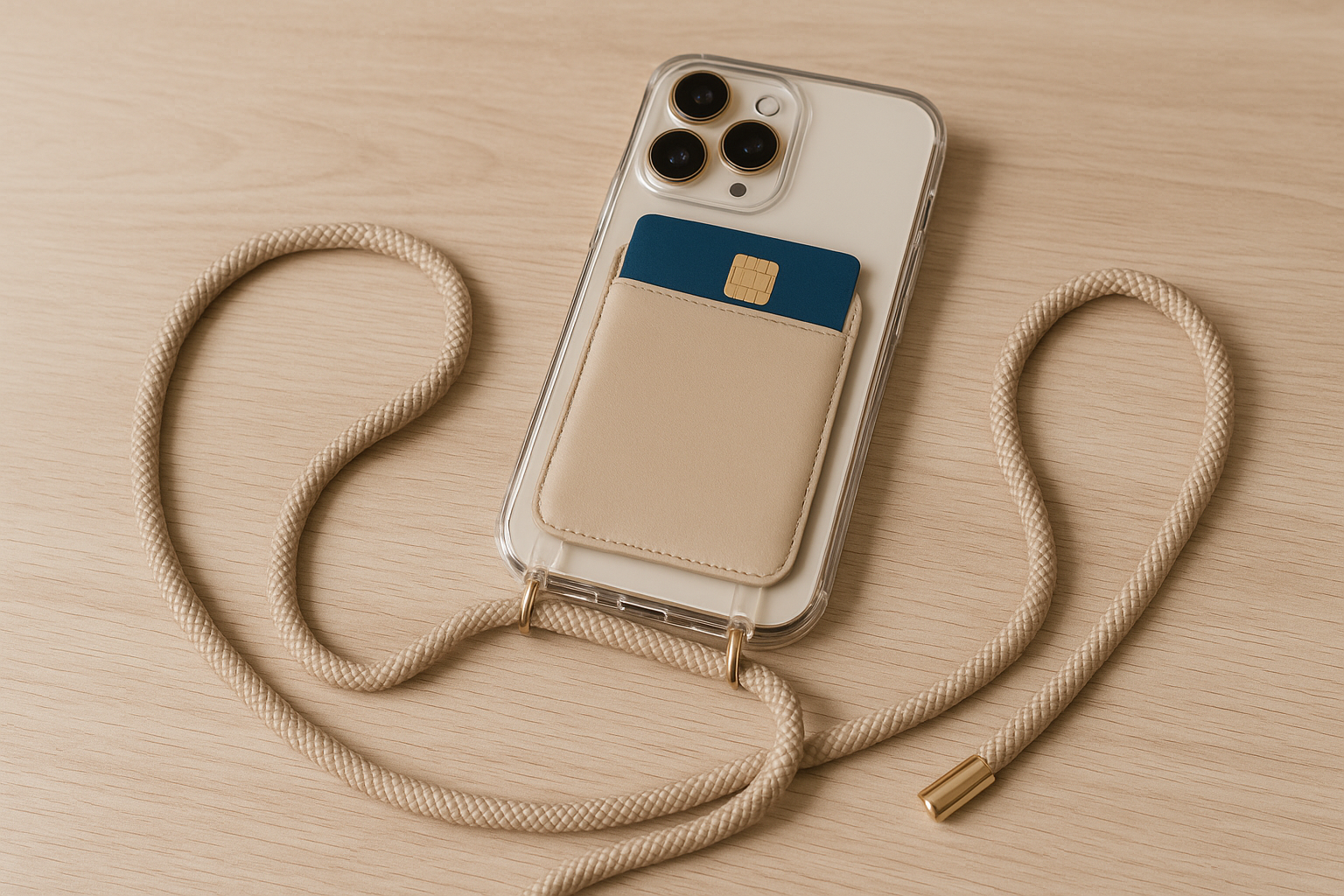 Telefoonhoesje met koord en pasjeshouder