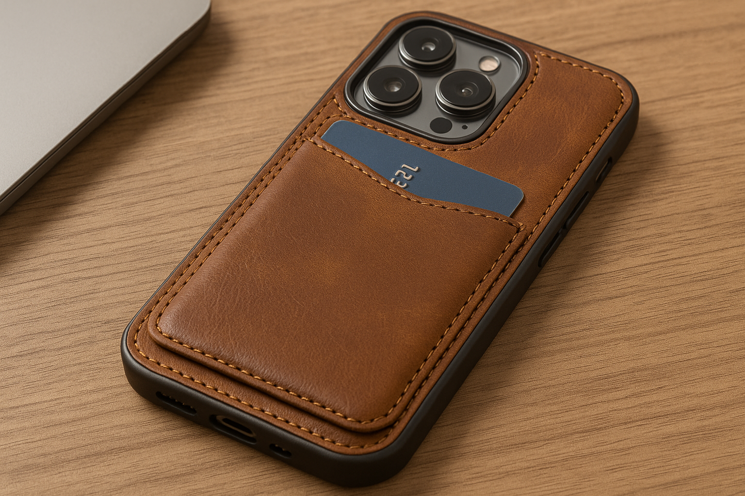 Iphone 17 hoesje met pasjeshouder leer